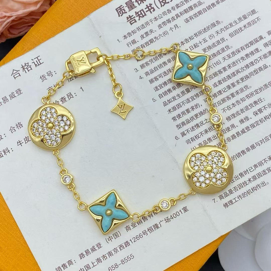 Louis Vuitton Turquoise Enamel Crystal Bracelet – Gold, Rose Gold & Silver