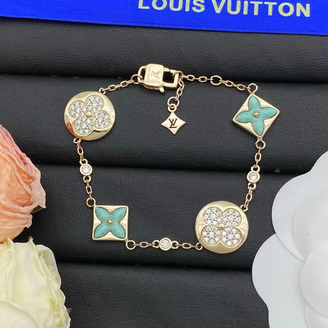 Louis Vuitton Turquoise Enamel Crystal Bracelet – Gold, Rose Gold & Silver