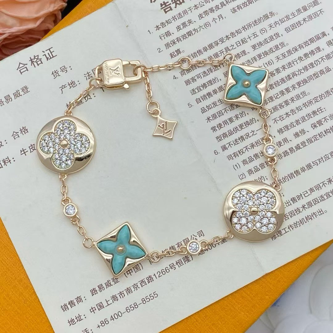 Louis Vuitton Turquoise Enamel Crystal Bracelet – Gold, Rose Gold & Silver
