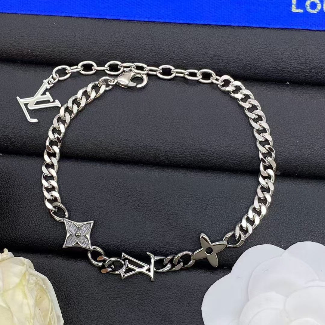 Louis Vuitton Monogram Accent Bracelet – Gold, Silver & Rose Gold with Black Motifs