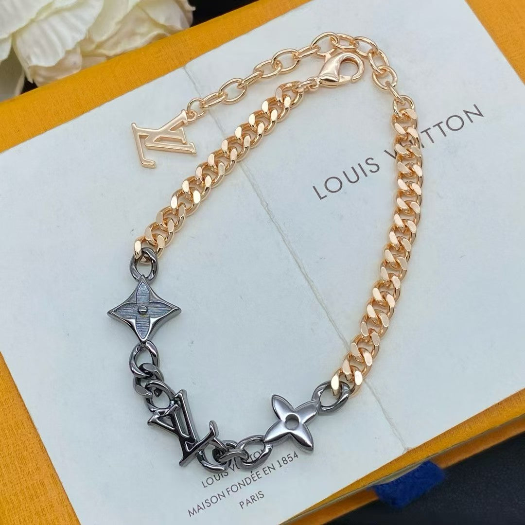 Louis Vuitton Monogram Accent Bracelet – Gold, Silver & Rose Gold with Black Motifs