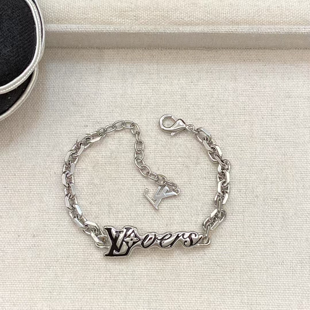 Louis Vuitton LVovers Chain Bracelet – Silver with Logo Plate