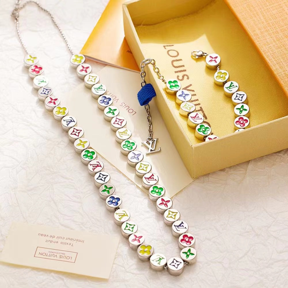 Louis Vuitton Monogram Bead Jewelry Set – Necklace & Bracelet