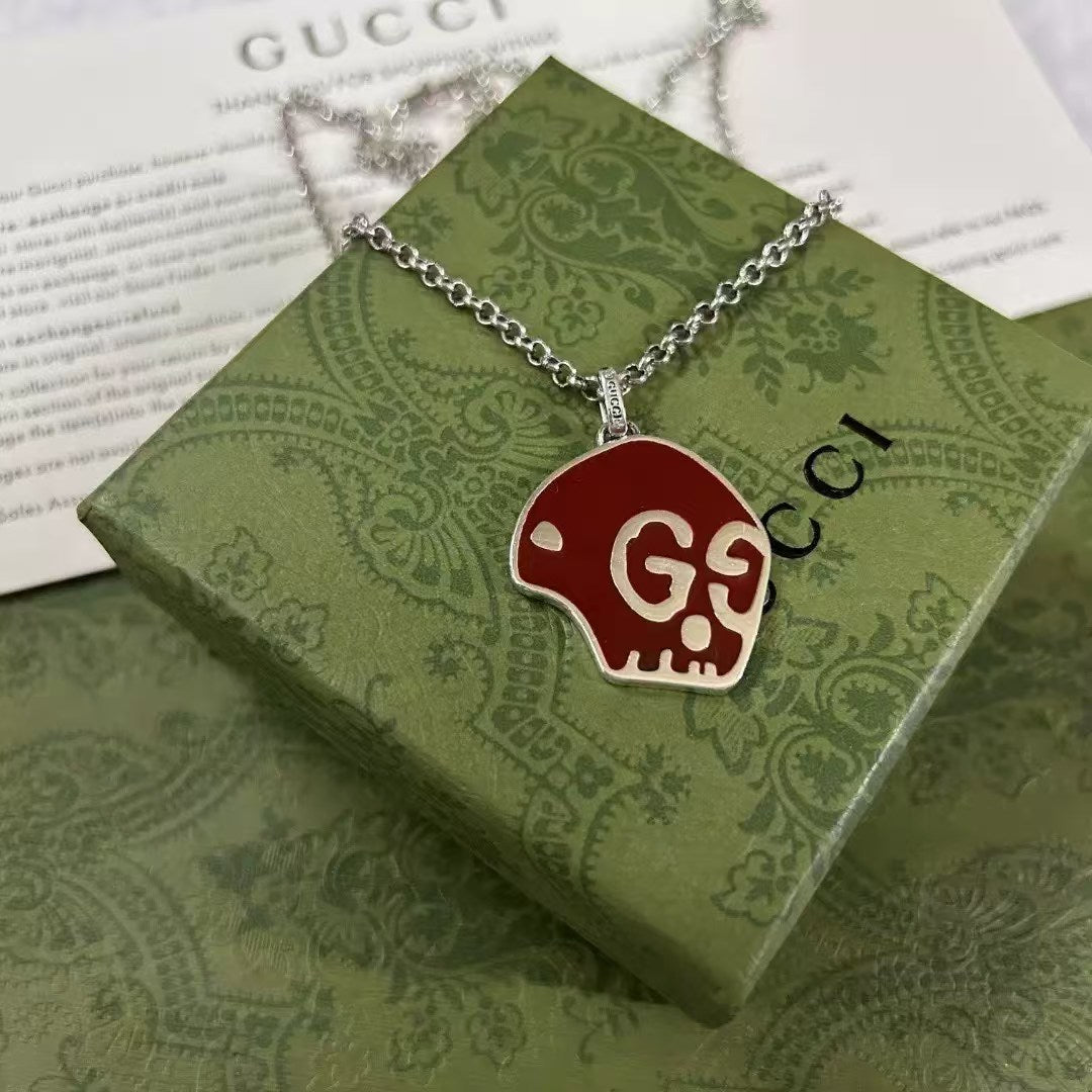 Gucci Red Skull GG Pendant Necklace – Bold Streetwear Statement