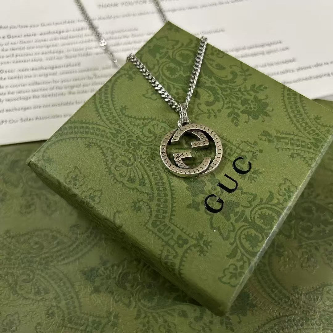 Gucci Double G Pendant Necklace – Classic Silver Monogram