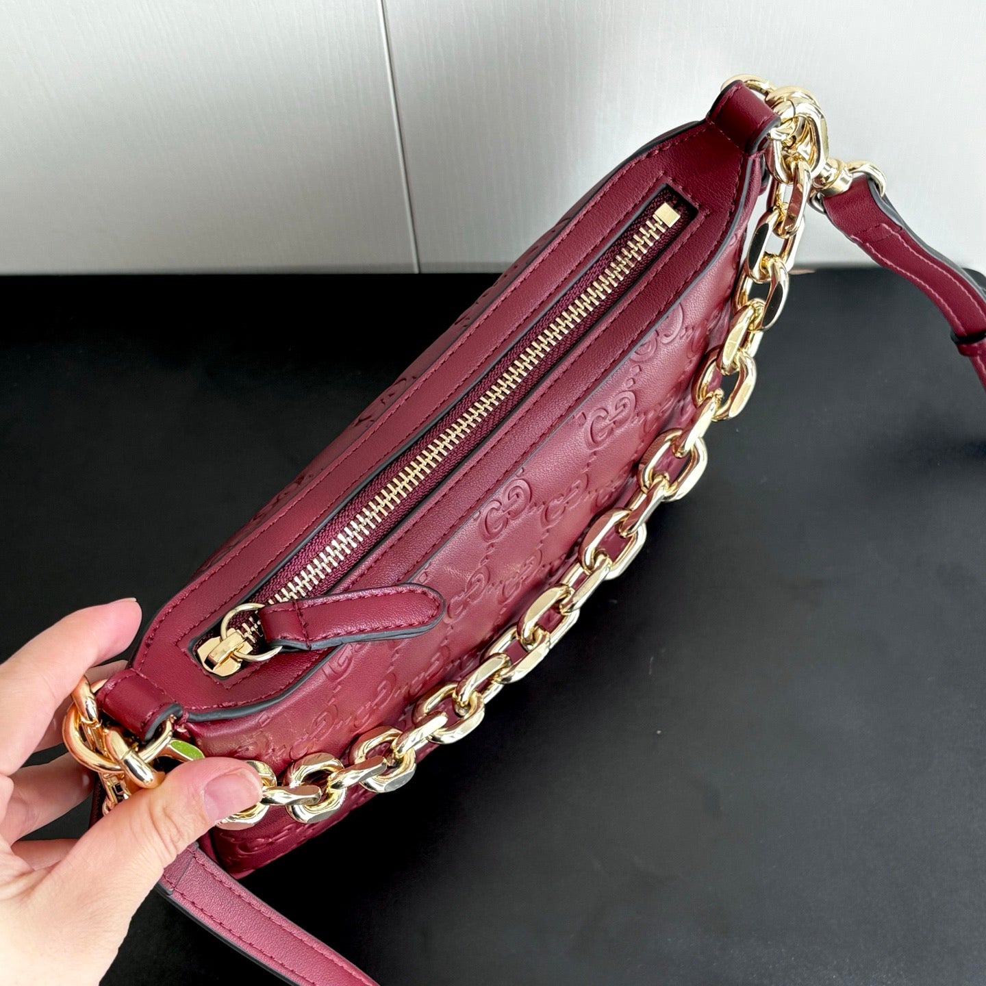 Gucci GG Embossed Chain Shoulder Bag Collection
