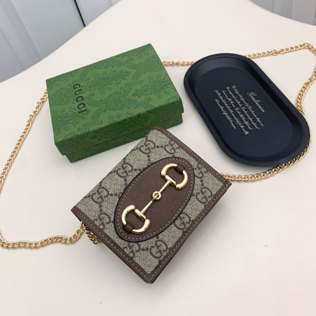 Gucci Horsebit GG Monogram Chain Wallet