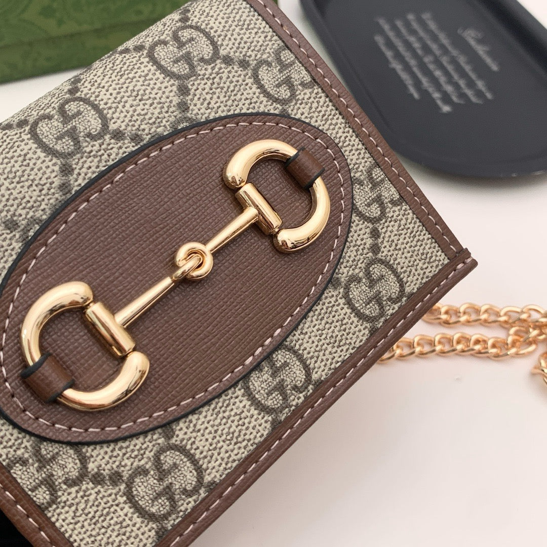 Gucci Horsebit GG Monogram Chain Wallet