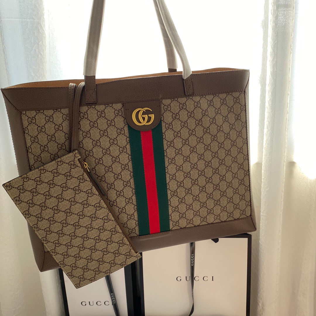 Gucci Ophidia GG Monogram Tote Bag with Matching Pouch