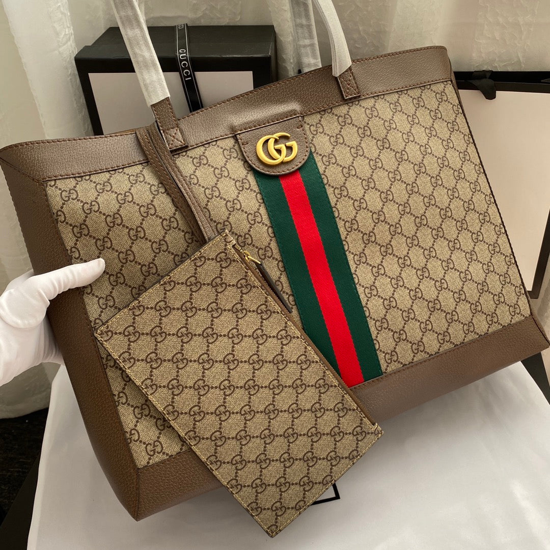Gucci Ophidia GG Monogram Tote Bag with Matching Pouch