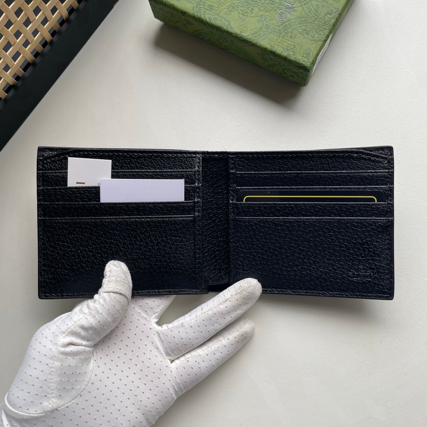 Gucci GG Supreme Canvas Wallet – Black Monogram with Metallic GG Logo