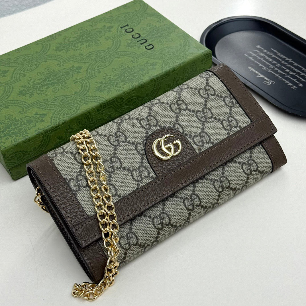 Gucci GG Monogram Flap Shoulder Bag – Gold Emblem