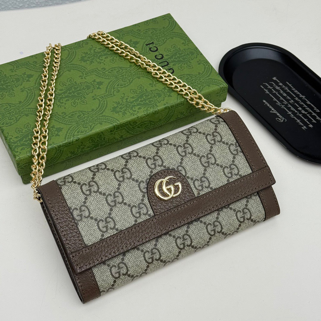 Gucci GG Monogram Flap Shoulder Bag – Gold Emblem