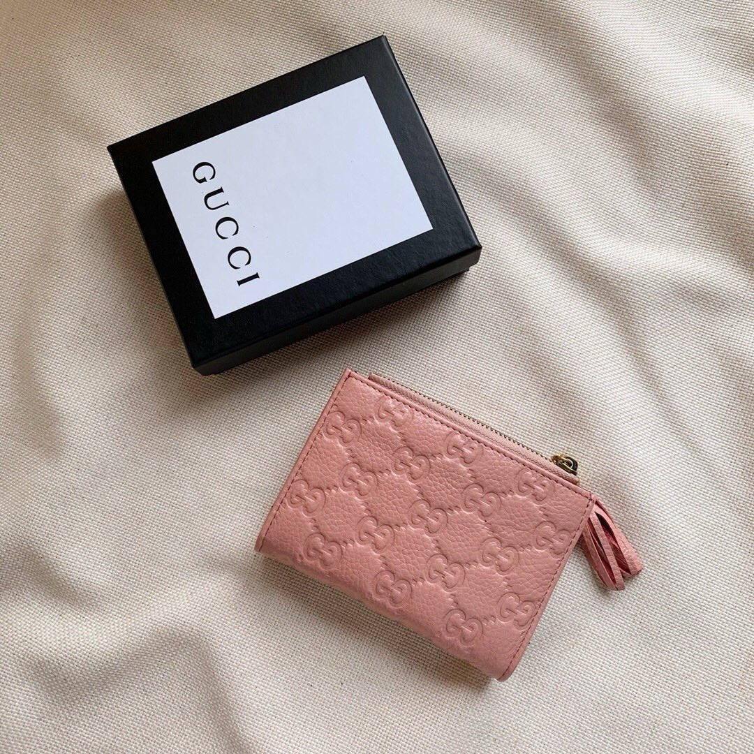 Gucci Embossed GG Zipper Wallet – Pink & Black