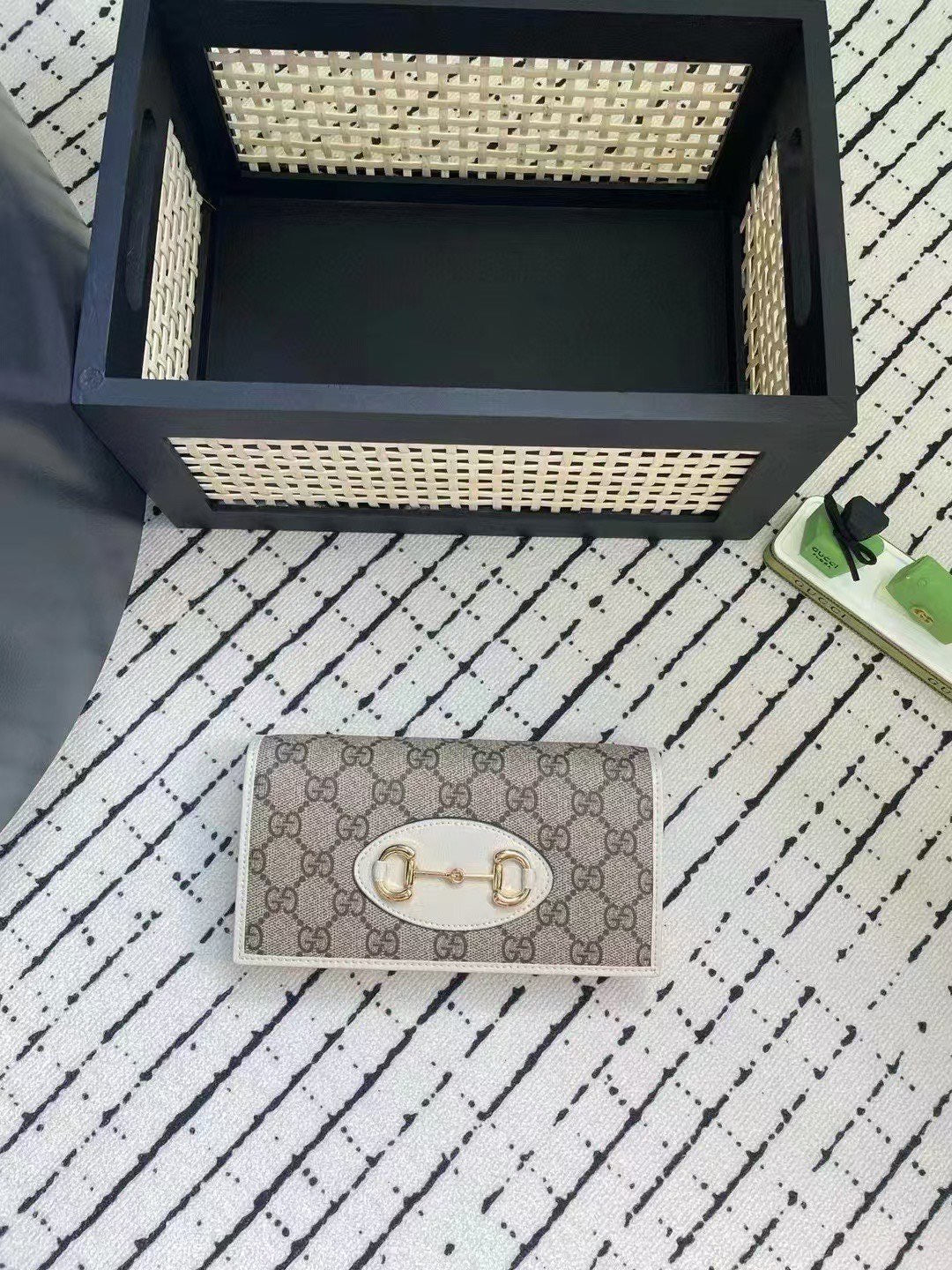 Gucci GG Monogram Chain Wallet with Horsebit Detail