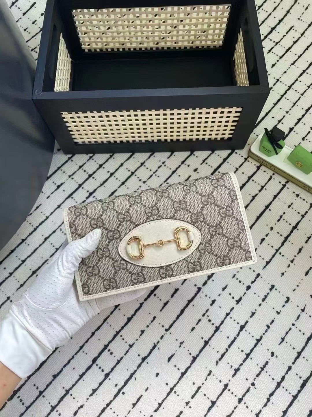 Gucci GG Monogram Chain Wallet with Horsebit Detail