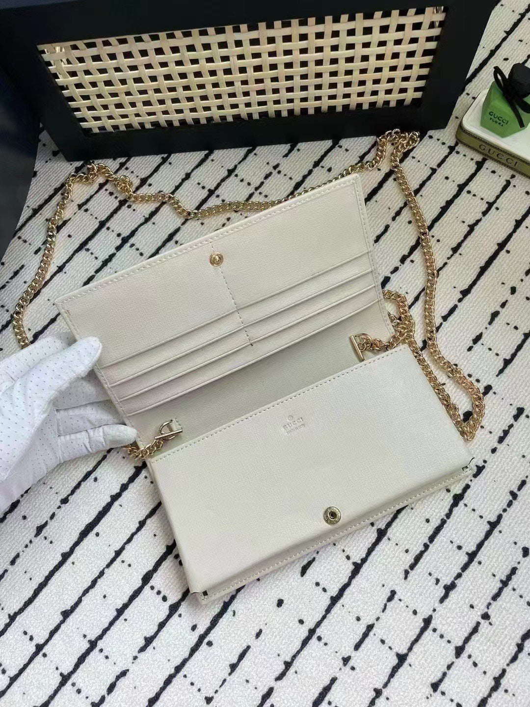 Gucci GG Monogram Chain Wallet with Horsebit Detail