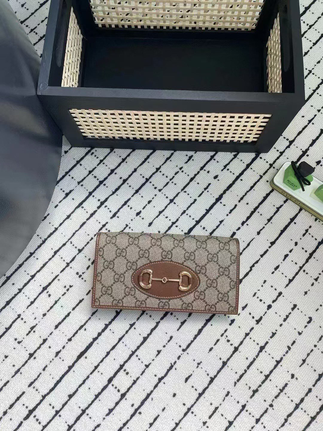 Gucci GG Monogram Chain Wallet with Horsebit Detail