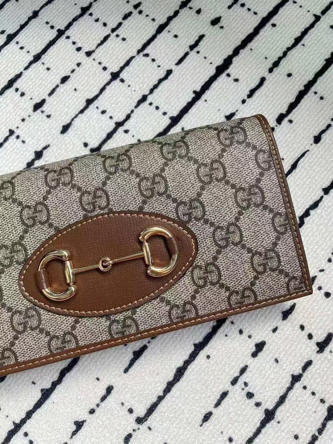 Gucci GG Monogram Chain Wallet with Horsebit Detail