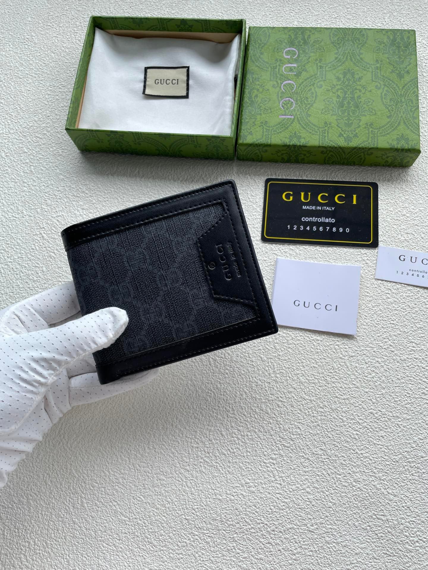 Gucci Canvas & Leather Logo Patch Wallet