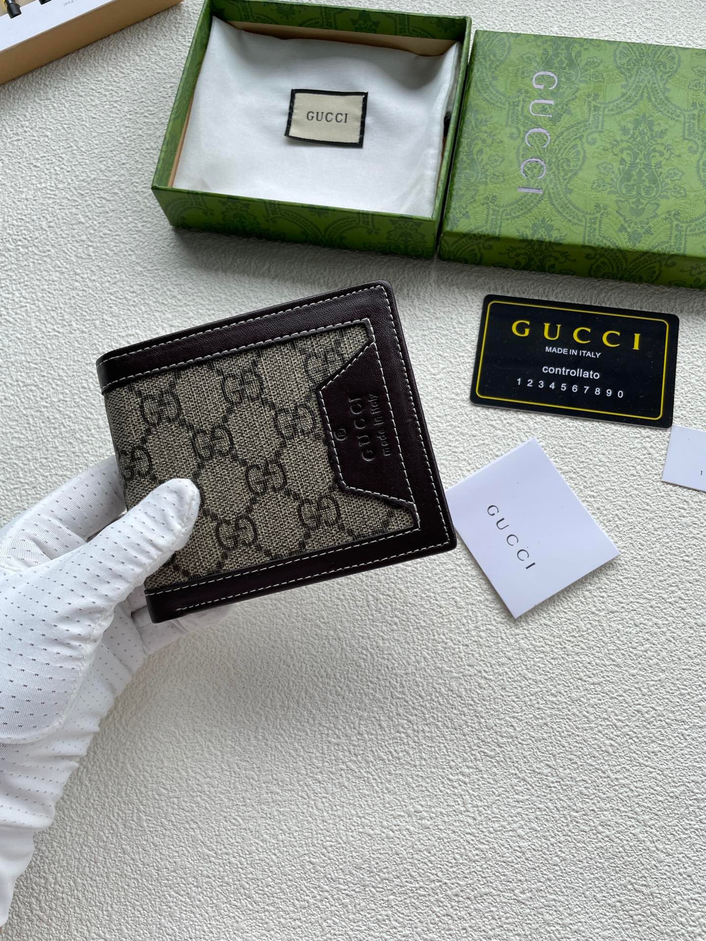 Gucci Canvas & Leather Logo Patch Wallet