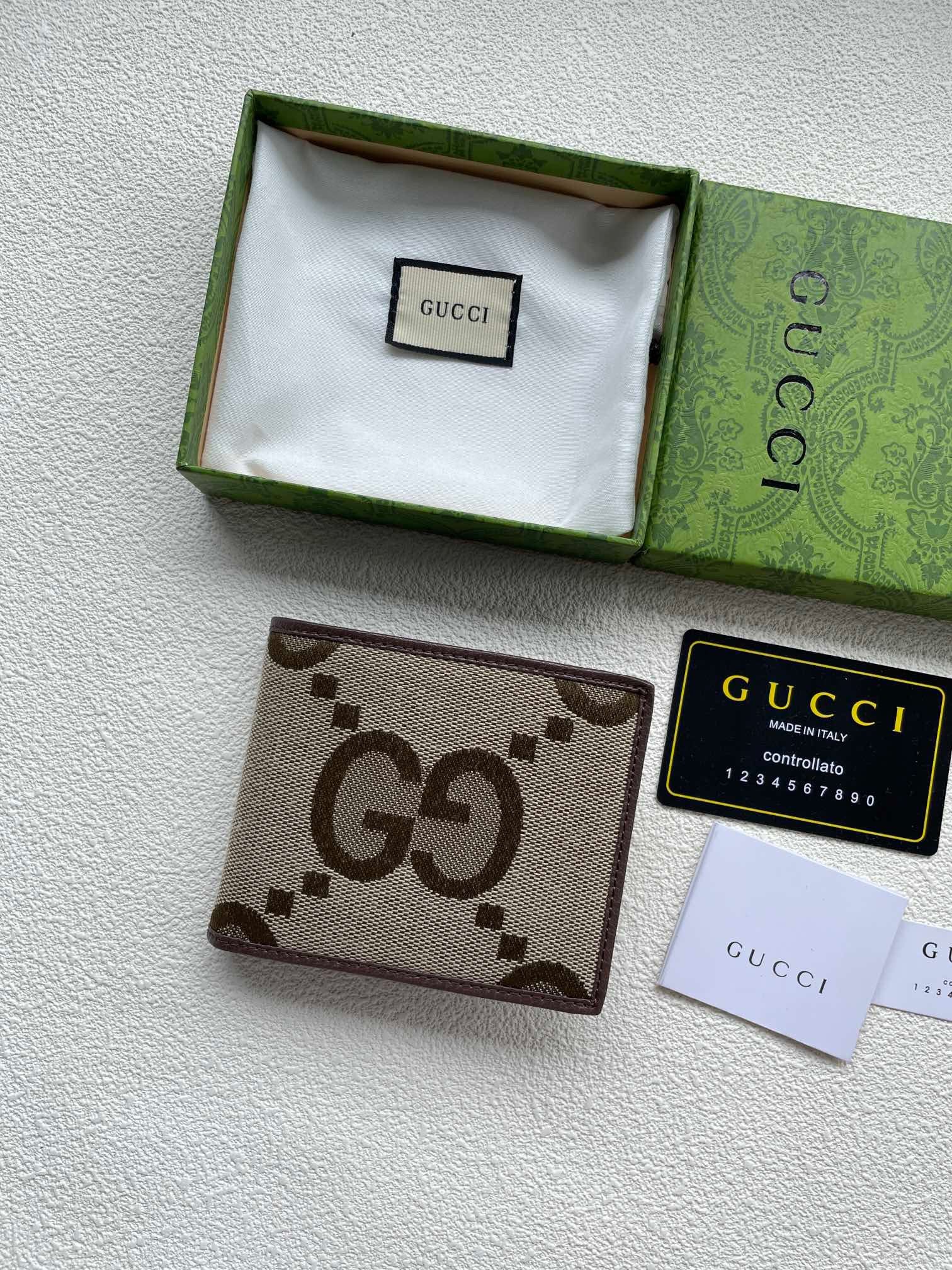 Gucci GG Monogram Wallet Set – Beige Canvas with Brown Accents