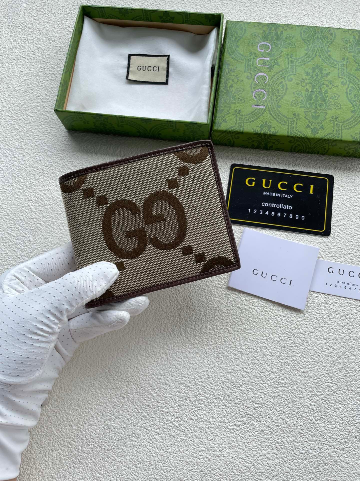 Gucci GG Monogram Wallet Set – Beige Canvas with Brown Accents