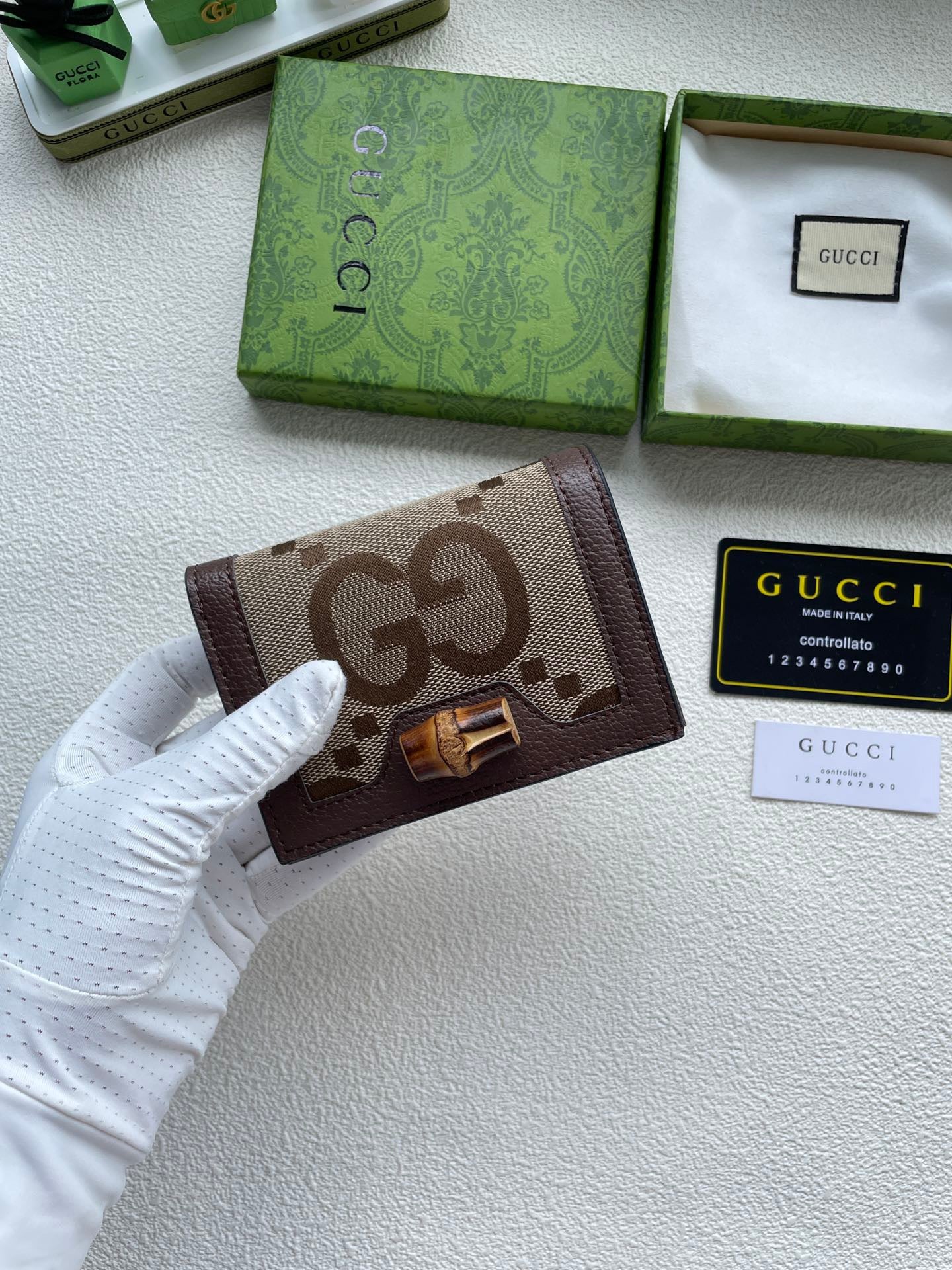Gucci GG Bamboo Wallet Set – Brown Canvas Edition