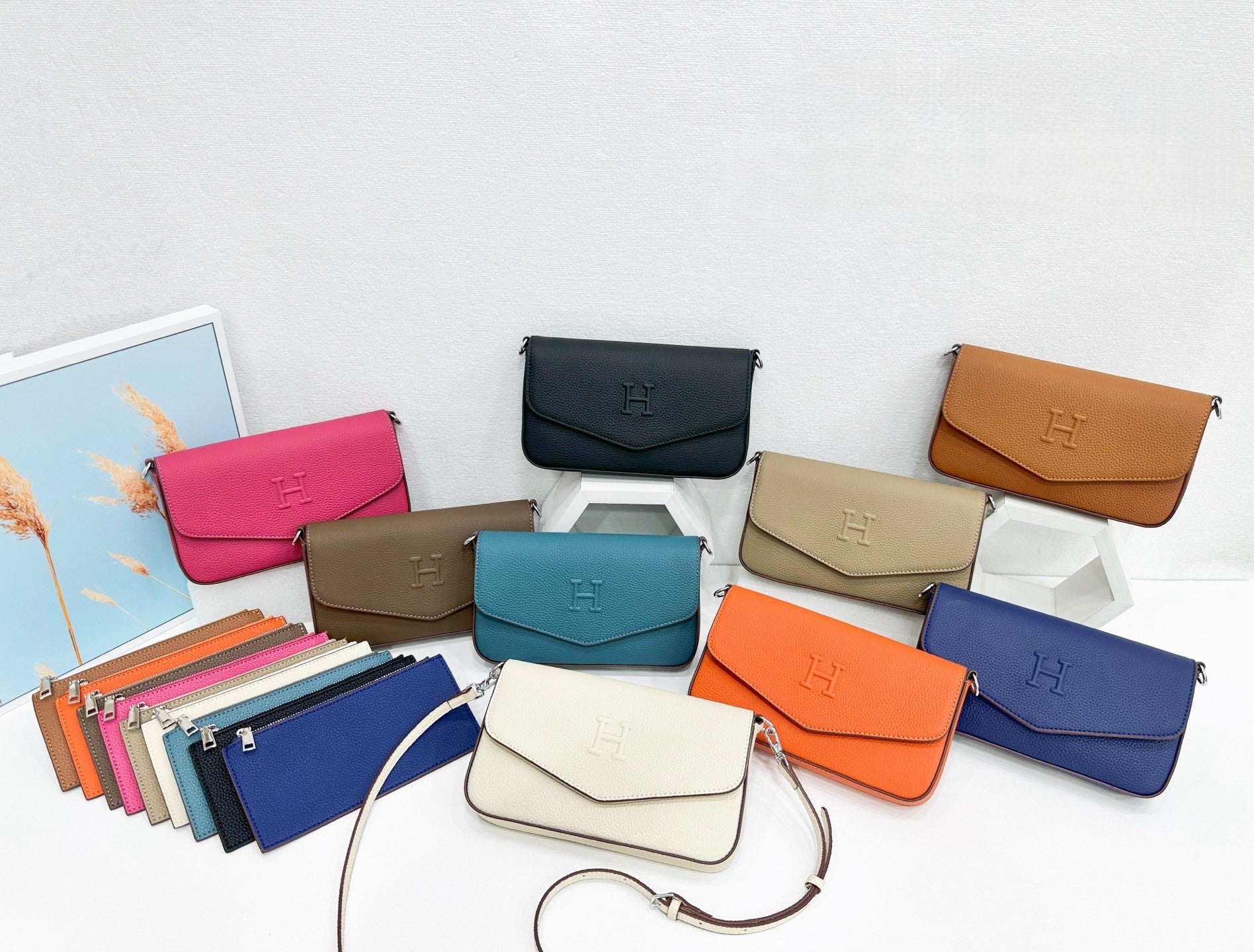 Hermès Mini Flap Handbag Collection – Textured Leather with Embossed H Logo