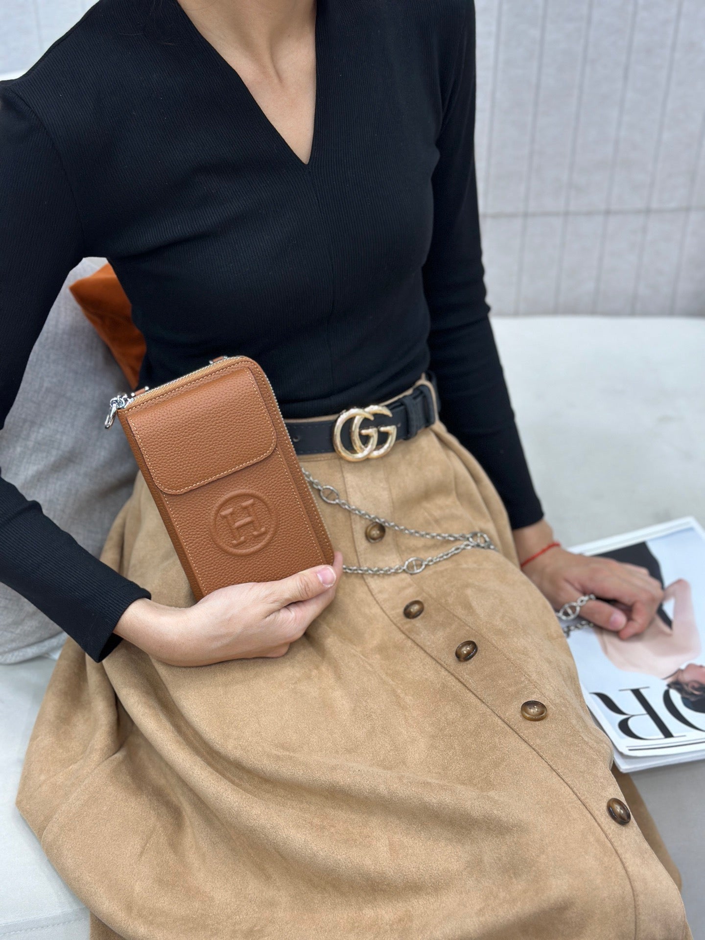 Hermès Circular H Crossbody Bag Collection – Textured Leather with Embossed Logo