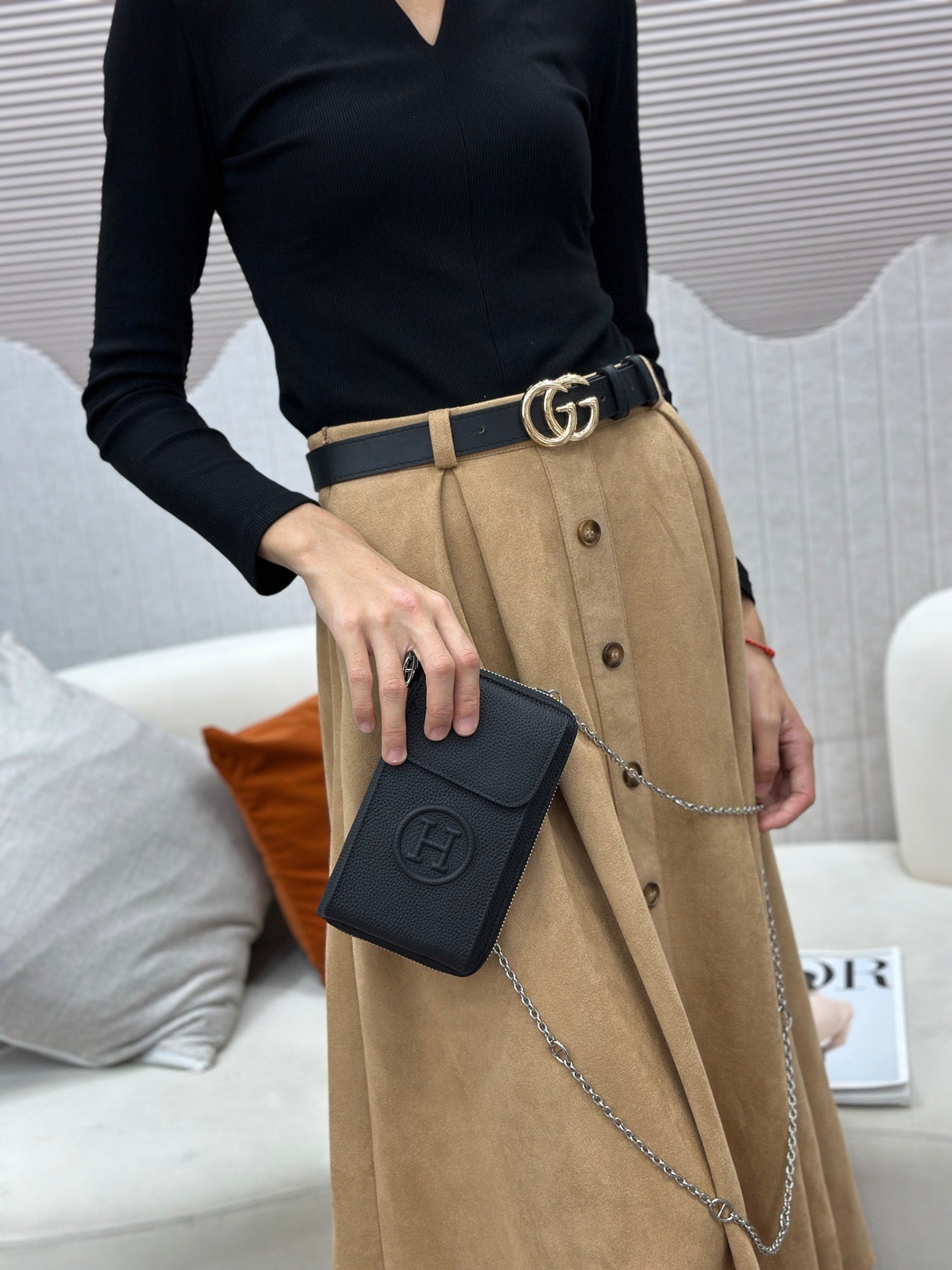 Hermès Circular H Crossbody Bag Collection – Textured Leather with Embossed Logo