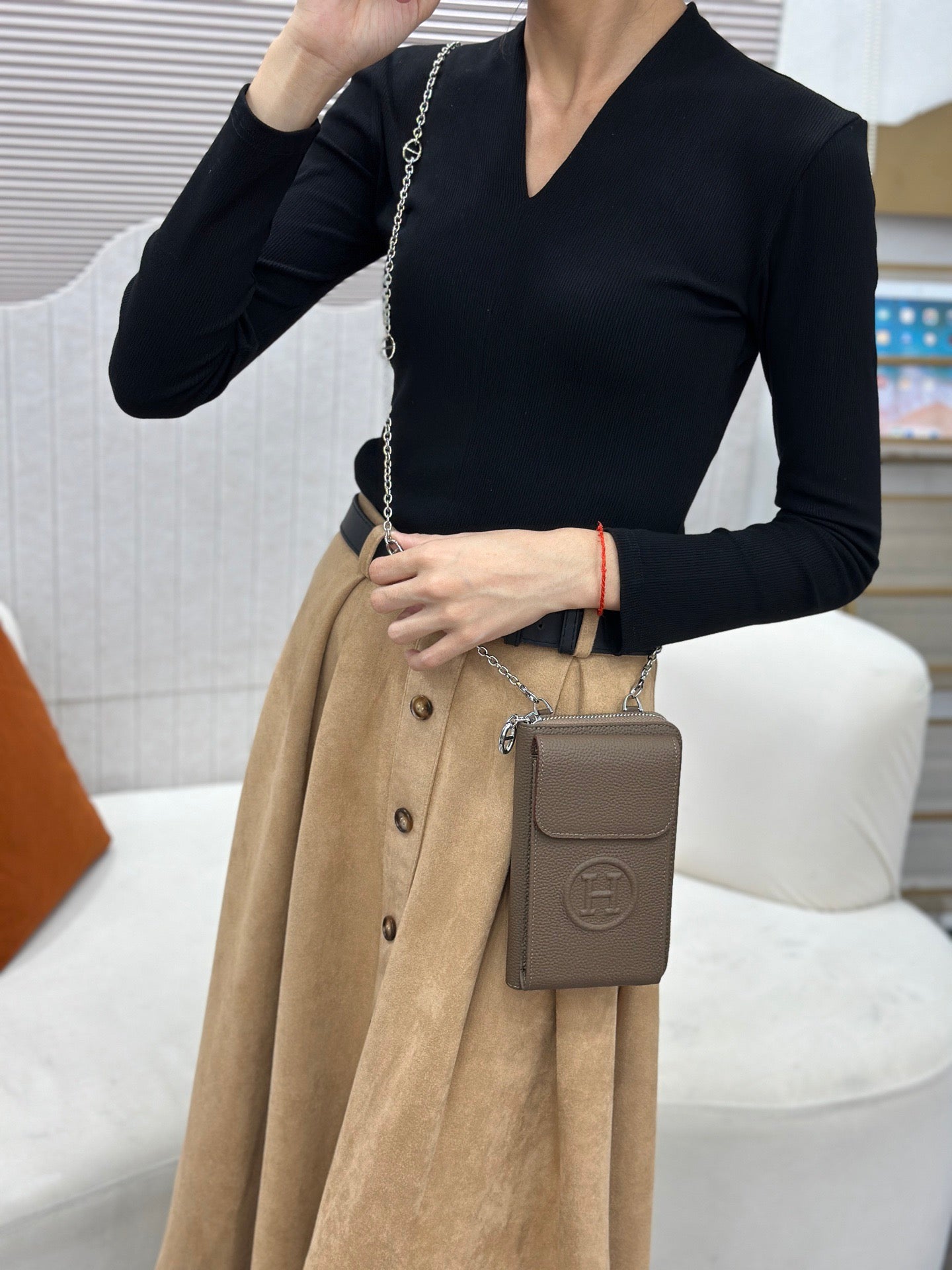 Hermès Circular H Crossbody Bag Collection – Textured Leather with Embossed Logo