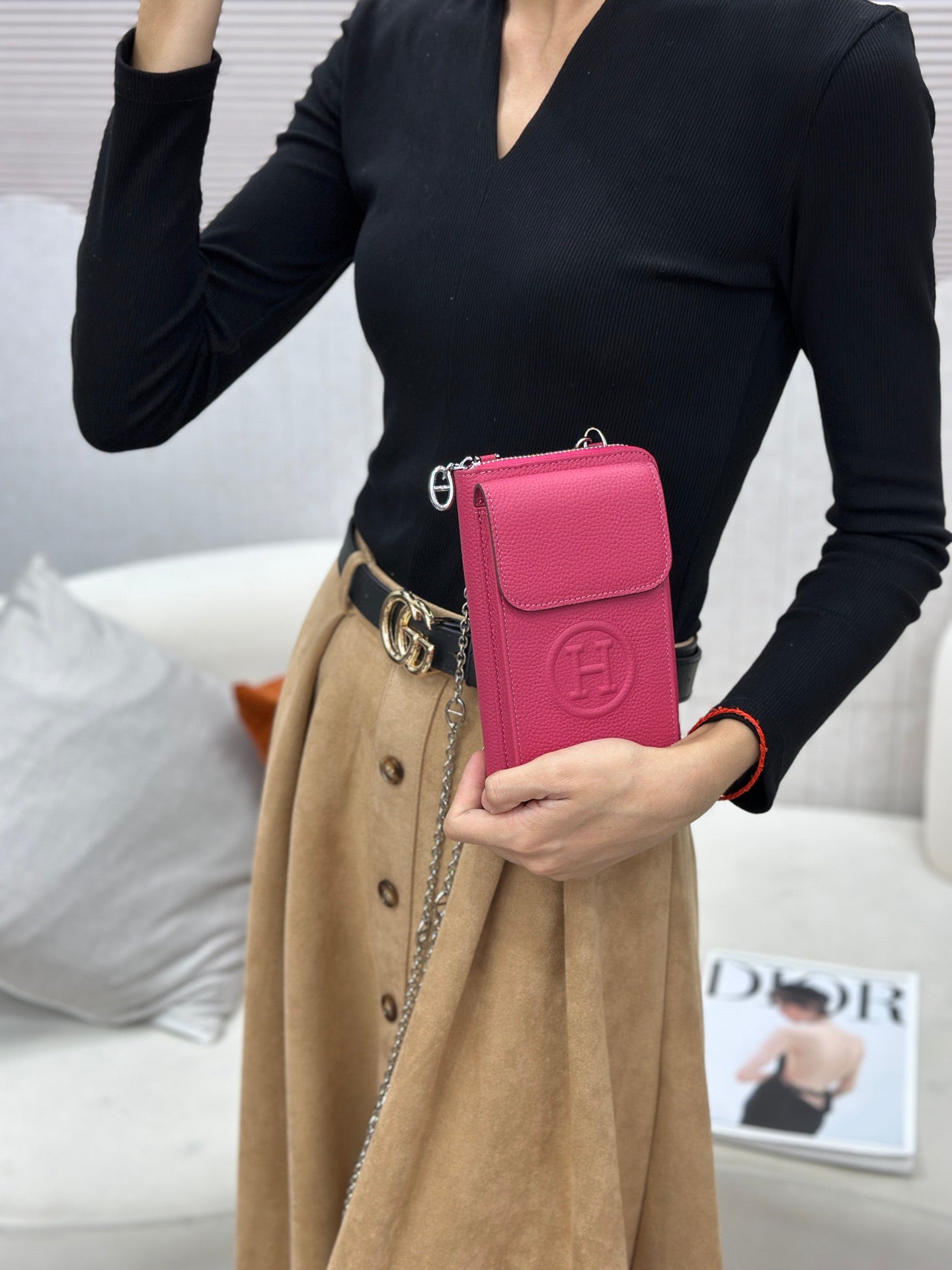 Hermès Circular H Crossbody Bag Collection – Textured Leather with Embossed Logo