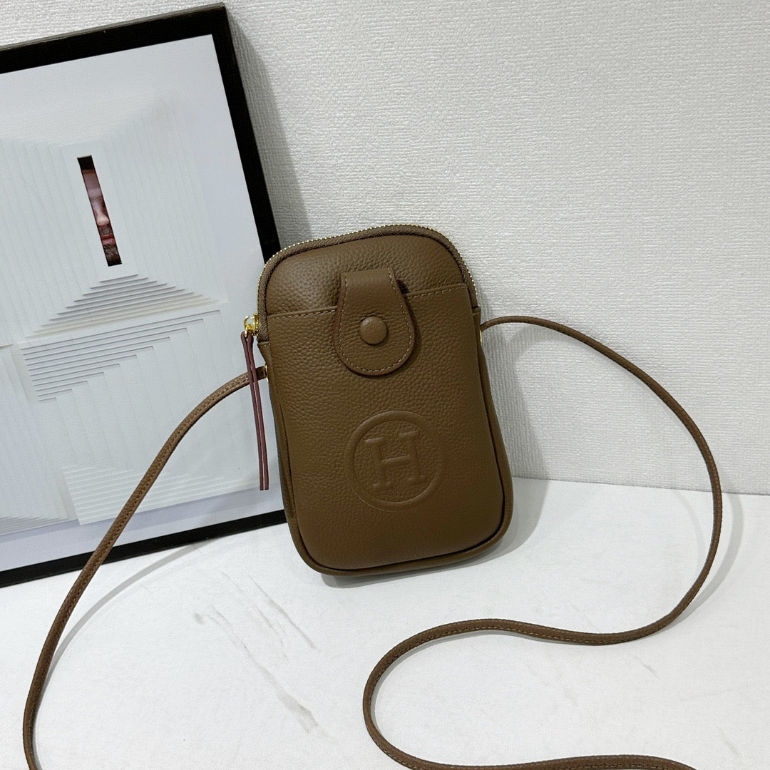 Hermès Mini Button Flap Crossbody Bag Collection – Textured Leather with Embossed H Logo