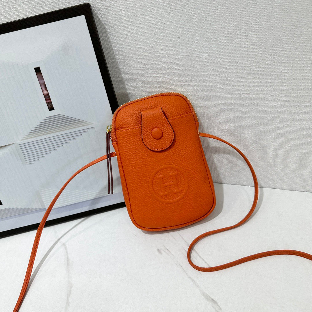 Hermès Mini Button Flap Crossbody Bag Collection – Textured Leather with Embossed H Logo