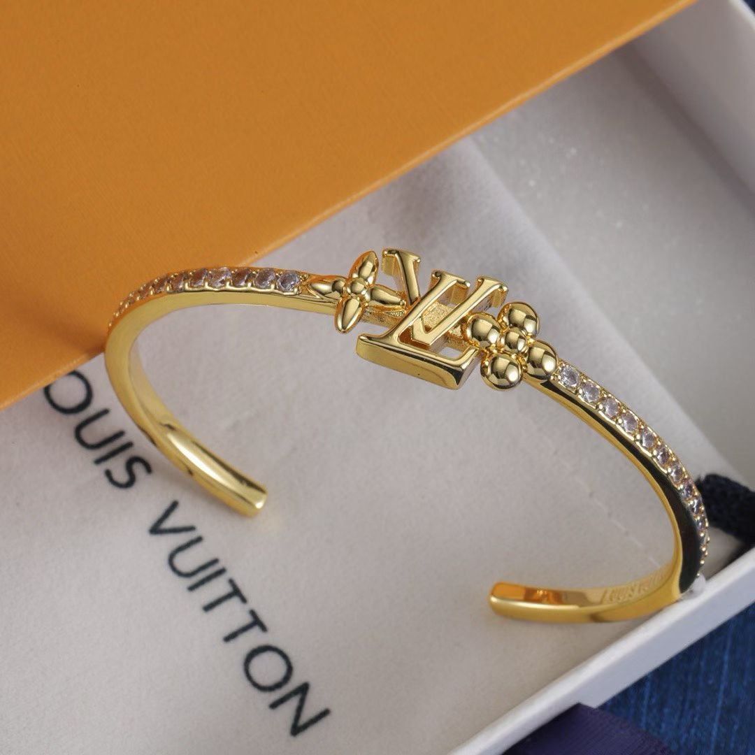 Louis Vuitton Monogram Clover Bracelets – LV Logo with Sparkling Stones in Gold, Rose Gold & Silver