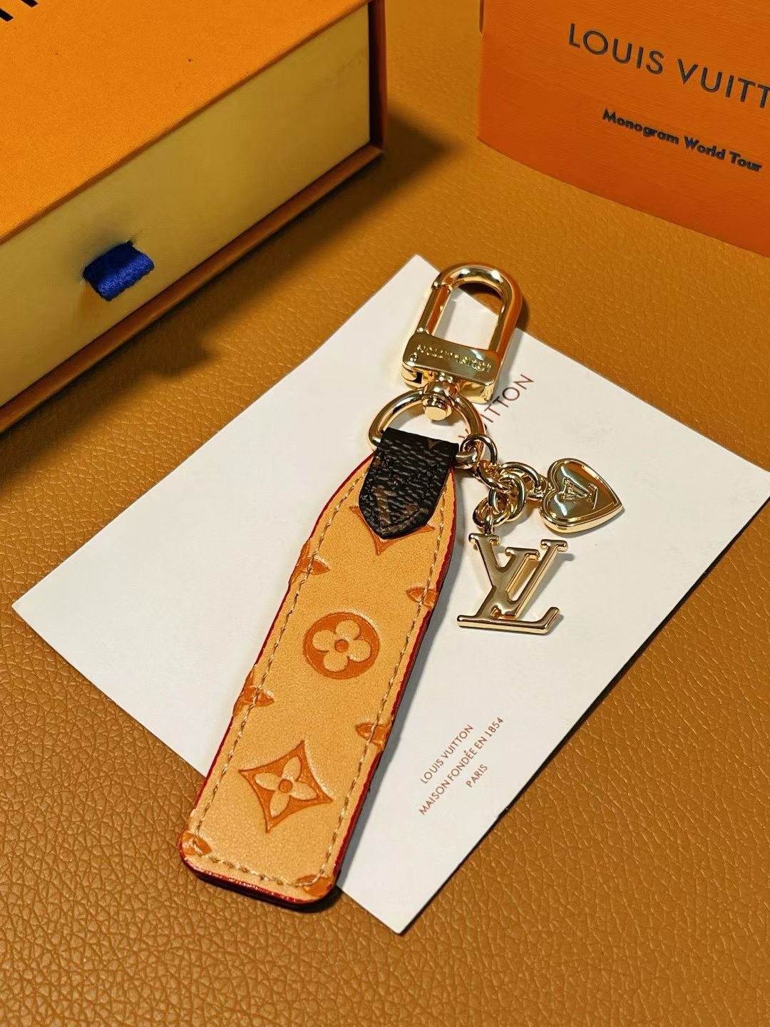 Louis Vuitton Keychain Collection – Monogram & Damier Leather Straps with Engraved Clasps
