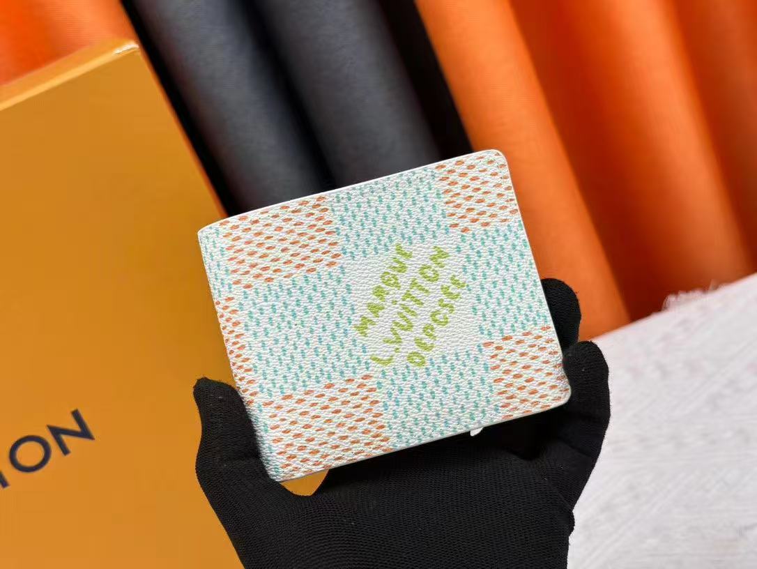 Louis Vuitton Woven Checkered Wallet Multicolor with Green Heritage Print