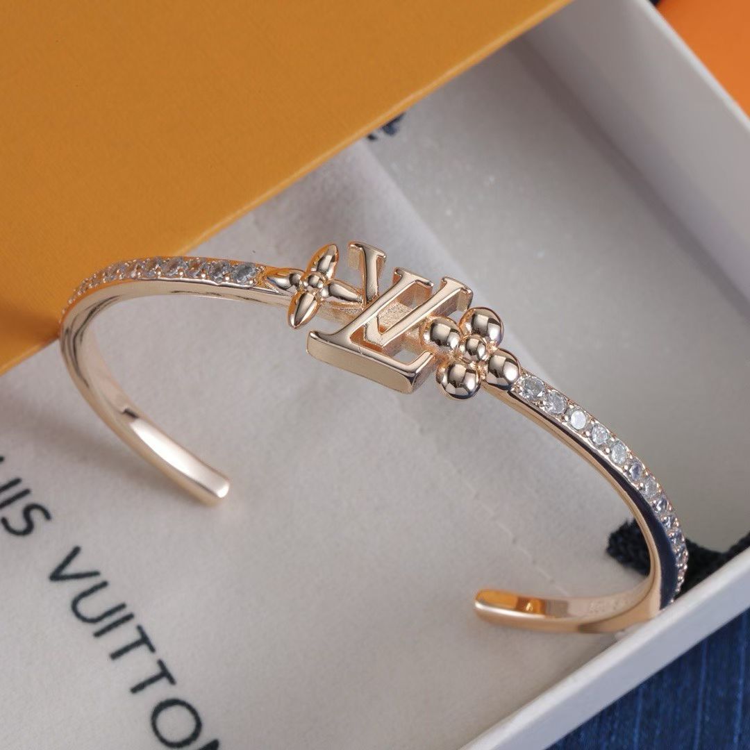 Louis Vuitton Monogram Clover Bracelets – LV Logo with Sparkling Stones in Gold, Rose Gold & Silver