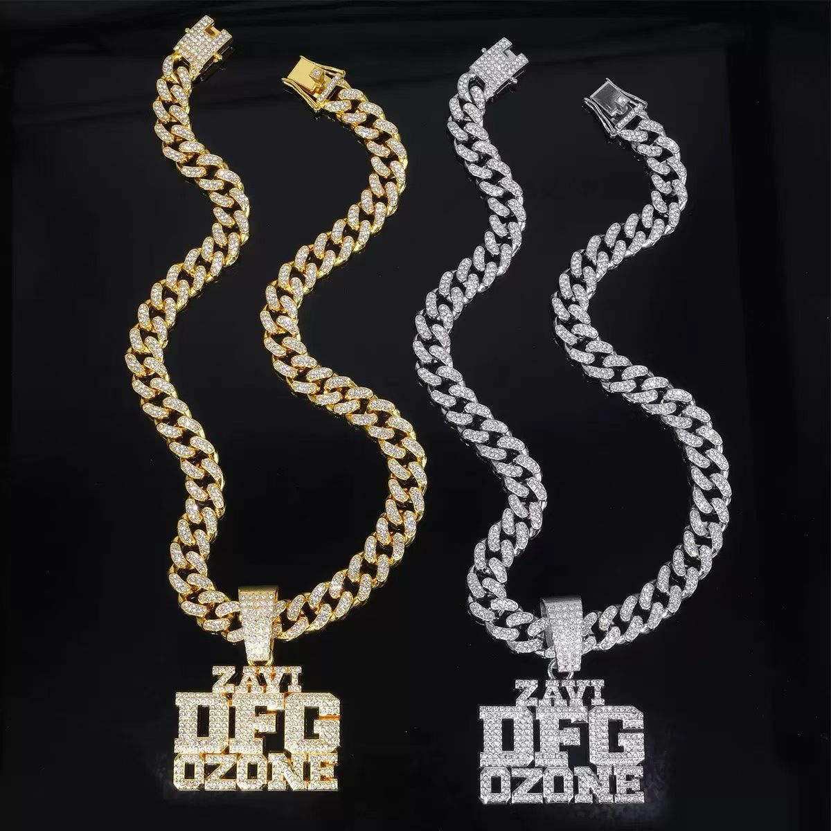 Iced-Out Statement Pendant Collection – Gold & Silver Cuban Link Necklaces with Custom Designs