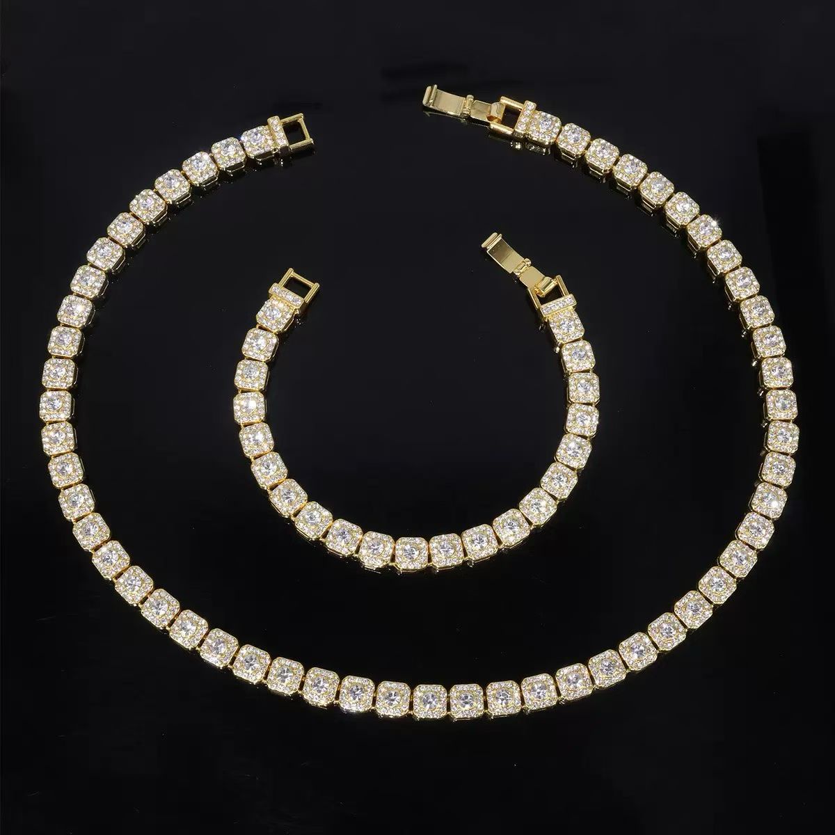 Tennis Jewelry Collection – Gold & Silver Sets with Clear & Blue Gemstones