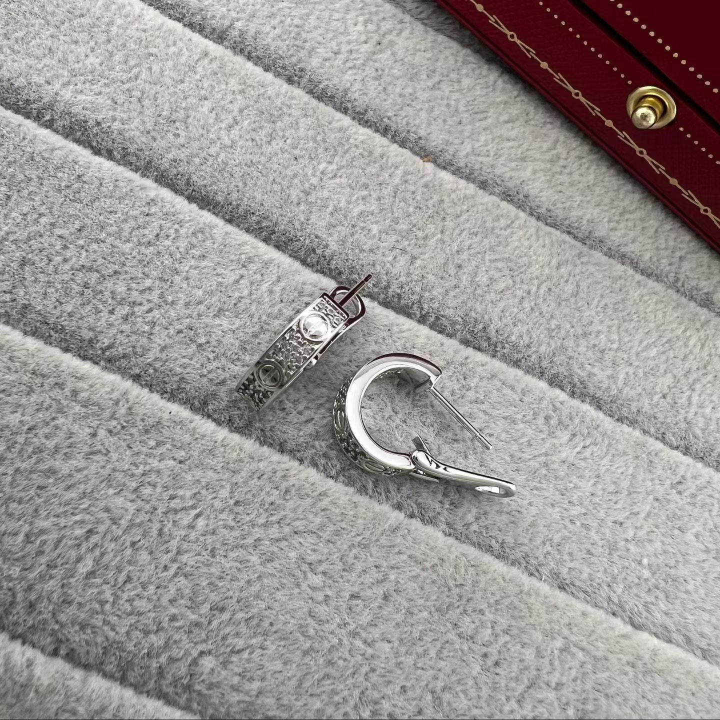 Cartier Engraved Hoop Earrings – Ornate Detailing