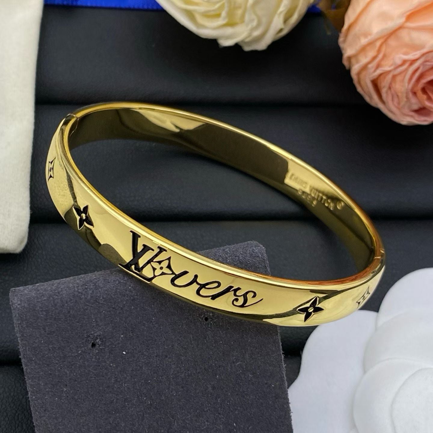 Louis Vuitton “LVers” Bangle – Gold & Silver with Monogram Engraving