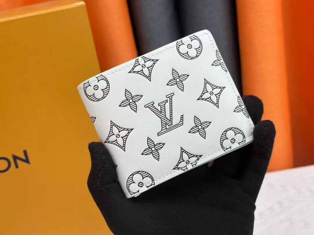 Louis Vuitton White Monogram Wallet Black Motif on White Canvas