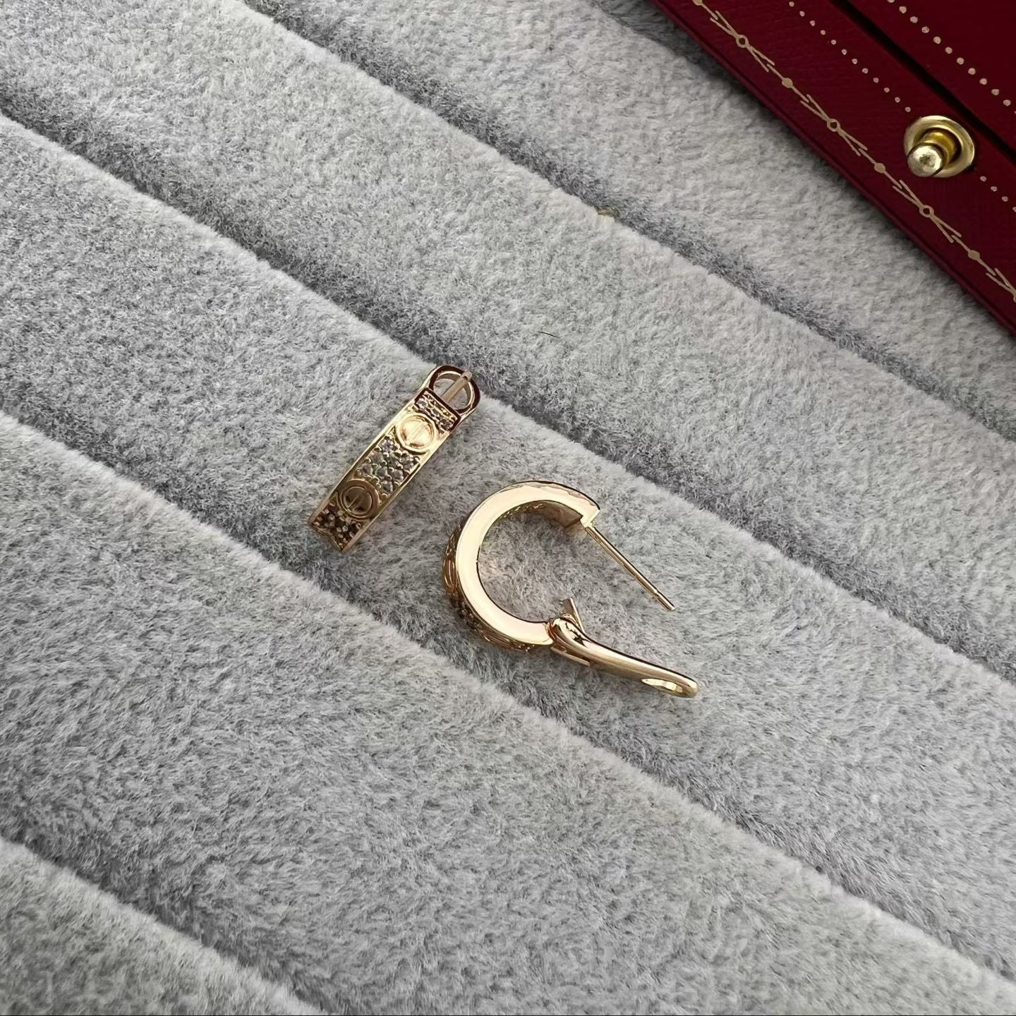 Cartier Engraved Hoop Earrings – Ornate Detailing