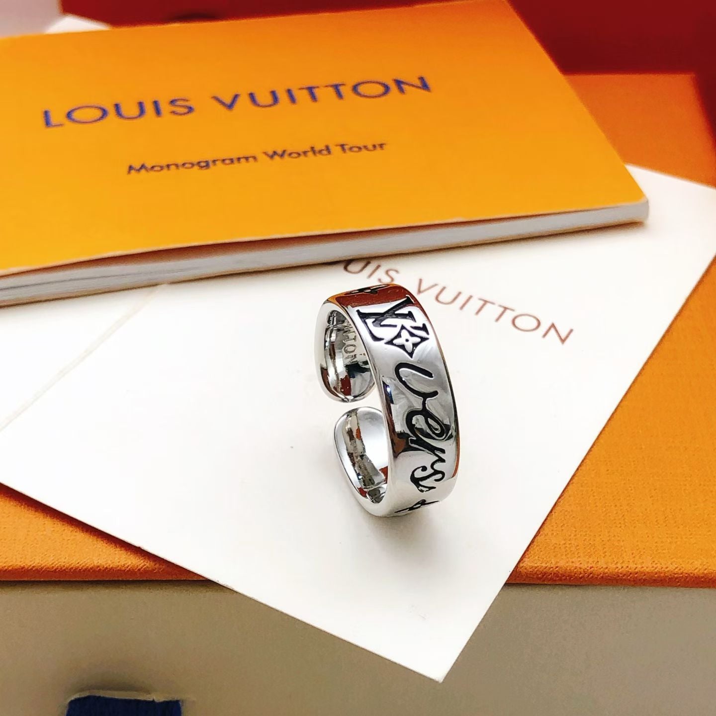 Louis Vuitton Metallic Ring Trio – Engraved Gold, Silver & Rose Gold Designer Bands