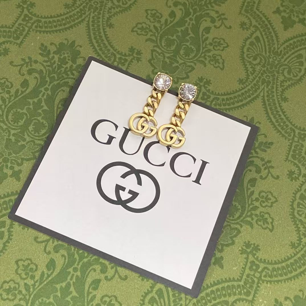Gucci GG Chain-Link Earring Set – Gold Drop Earrings with Pearl & Crystal Stud Options