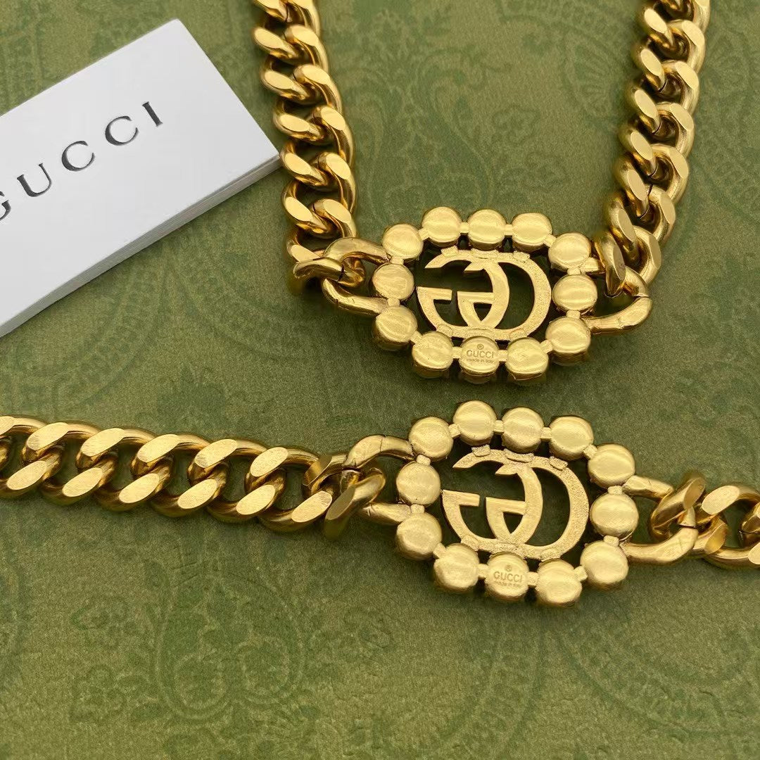 Gucci Pearl-Embellished Double G Necklace – Gold Chain with Iconic Logo