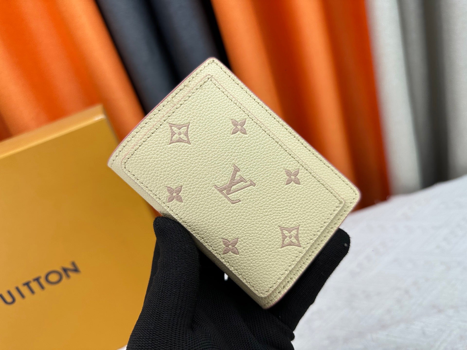 Louis Vuitton Cream Monogram Wallet with Pink Trim