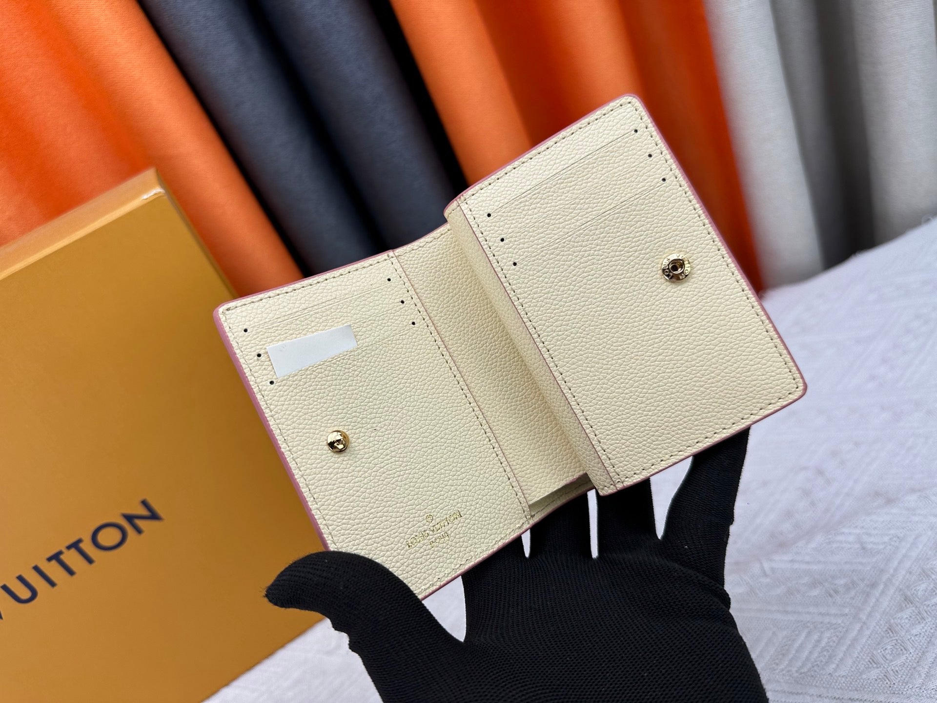 Louis Vuitton Cream Monogram Wallet with Pink Trim